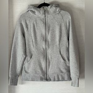 Lululemon Scuba Full-Zip Hoodie Fleece Heathered Core Ultra Light Grey Size 10